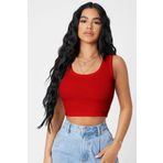 Beruflic Kadın Kırmızı Kare Yaka Crop Top Bluz