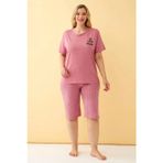 Beruflic Kadın Somon “Live the Dream” Yazılı Büyük Beden Kapri Pijama Takımı