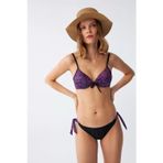 Beruflic Kadın Yandan Bağlamalı Yarım Destekli Fiyonklu Alt Üst Bikini Takım Mor