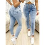 Beruflic Kadın Yüksek Bel Önden Düğmeli Jean Pantolon - Mavi - 3XL