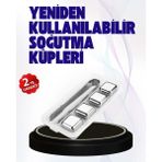Beruflic Paslanmaz Çelikten Üretilmiş Metal Buz Küpü Seti ve Buz Klipsi - Renkli - standart