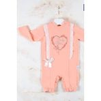 Beruflic Sevımlı Balık Mıno Love Kalp Nakışlı % 100 Pamuk Kız Bebek Tulumu - Somon - 0 - 3 Ay