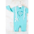 Beruflic Sevımlı Balık Mıno Love Kalp Nakışlı % 100 Pamuk Kız Bebek Tulumu - Yeşil