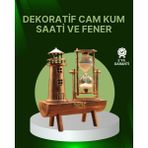 Beruflic Vintage Kum Saati + Deniz Feneri Modeli – Ahşap Gövdeli Masa Üstü Dekor - Renkli - standart