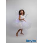 Beryka 2-10 Yaş Kız Çocuk LED Işıklı Kelebek Kanat Peri Kostüm Seti Kabarık Tütü Etek (Beyaz, 4 Yaş)