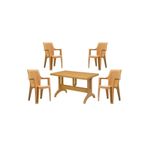 Besagold 6 Adet Elegance Rattan Efektli Teak Sütlü Kahve 70X120 Plastik Masa Sandalye Takımı