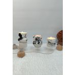 BESAGU HOME 3lü Tealight Mumluk Seti - Dekoratif Beton Mumluk - Mumlar Dahildir