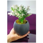 BESALİ Saksıda Yeşil Beyaz Yapay Bitki Garnitür Taş Yosunlu 20 Cm Dekoratif Banyo Mutfak Masa Çiçeği B
