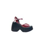 bescobel Kadın Fassa Bordo Rugan Platform Yüksek Taban Tek Bant Sandalet 10Cm dlg10