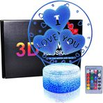 BesDirect I Love You 3D Illusion Lamba Romantik LED Gece Lambası, sevgililer Günü Hediyesi Başucu LED Lamba 16 Renk Değiştirme Modu ile Kadınlar Kızlar için Dokunmatik Uzaktan Kumanda