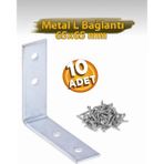 Beşel Mobilya Köşe Bağlantı Sabitleme L Demir Deprem Dolap Duvar Birleştirme Gönye 65X65 mm (10 Adet)