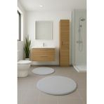 Besely 2'li Açıkgri Yuvarlak Yumuşak Kaymaz Taban Peluş Yıkanabilir Banyo Oturma Odası HALI(60X60 ve 80X80) - Açık Gri