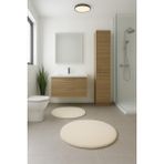 Besely 2'li Krem Yuvarlak Yumuşak Kaymaz Taban Peluş Yıkanabilir Banyo Oturma Odası HALI(60X60 ve 80X80)