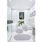 BESELY 3'lü Banyo Halısı Paspası Oval Peluş Klozet Takımı-açık Gri 60x90(ELİPS)-50x60(ELİPS)-60x60(YVRLK)
