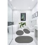 BESELY 3'lü Banyo Halısı Paspası Oval Peluş Klozet Takımı-koyu Gri 60x90(ELİPS)-50x60(ELİPS)-60x60(YVRLK)