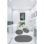 Besely 3'lü Banyo Halısı Paspası Peluş Klozet Takımı-Koyu Gri 60X90(ELİPS)-50X60(ELİPS)-60X60(YVRLK)