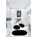 Besely 3'lü Banyo Halısı Paspası Peluş Klozet Takımı-Siyah 60X90(ELİPS)-50X60(ELİPS)-60X60(YUVARLAK)