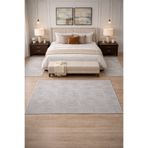 BESELY Açık gri Bohem Emboss Yatak Odası Halısı 3lü Set Kaymaz Taban Halı Takımı(2ADET80x150-1ADET80x300)