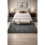 BESELY Koyu gri Bohem Emboss Yatak Odası Halısı 3lü Set Kaymaz Taban Halı Takımı(2ADET80x150-1ADET80x300)