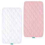 Beşik Yatak Pedi Kılıfı, Su Geçirmez, Tüm Ana Akışlı Sepetler İçin Uygundur - Dikdörtgen, Oval, Kum Saati, 2'li Paket, Ultra Yumuşak Mikrofiber Yüzey, Çamaşır Makinesi ve Kurutucu, Beyaz ve Pembe