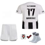 Beşiktaş Ciro Immobile Siyah/beyaz 2024/2025 Yeni Sezon Çocuk Futbol Forması Çorap ve Bileklik Hediye DDF852 - Siyah - Beyaz - 11 - 12 Yaş