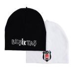 Beşiktaş Erkek Bebek 2li Örme Bere Uzay Baskılı - Siyah
