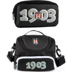 Beşiktaş Erkek Çocuk 1903 Baskılı Beslenme Çantası ve Kalemlik Seti (Ikili Set) - ME25345 - Siyah - Beyaz