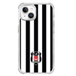 Beşiktaş Iphone 15 Uyumlu Çubuklu Logo Telefon Kılıfı Siyah