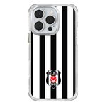 Beşiktaş Iphone 16 Pro Uyumlu Çubuklu Logo Telefon Kılıfı Siyah