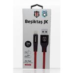 Beşiktaş Lisanslı iPhone İçin 1 Metre Hızlı Şarj Destekli 3A Lightning Şarj Kablosu