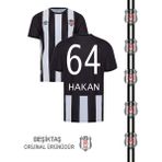 Beşiktaş Orijinal Kişiye Özel Isim ve Numara Baskılı Çubuklu Forma - XL - Siyah - Beyaz