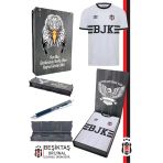 Beşiktaş Orijinal Lisanslı Nostalji Beyaz Bjk Çocuk Forma + Tükenmez Hybrit Kalem Set Hediyelik Ahşap Kutulu