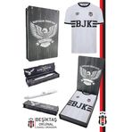 Beşiktaş Orijinal Lisanslı Nostalji Beyaz Bjk Çocuk Forma + Uçlu Kalem Set Hediyelik Ahşap Kutu