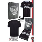 Beşiktaş Orijinal Lisanslı Nostalji Siyah Çocuk Forma + Bileklik Set Hediyelik Ahşap Kutu