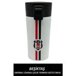 Besiktas Orjinal Lisansli Celik Termos Kilitli Mug 400 Ml (Beyaz)