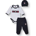 Beşiktaş Unisex Body-Alt-Şapka Lisans Baskılı Çıtçıtlı Bisiklet Yaka Long Sleeve Patikli - 6 - 9 Ay - Beyaz