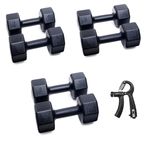 Besinistanbul PS SPOR 3 ÇİFT DAMBIL SET 3 KG + 4 KG + 5 KG + AYARLANABİLİR SAYAÇLI EL YAYI- SİYAH