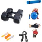 Besinistanbul Ps Spor 7 kg Dambıl x 2 Adet = 14 kg + 5 Çeşit Plastes ve Egzersiz Seti - 2 x 7 kg