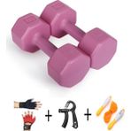 Besinistanbul Psspor 2 x 3 Pembe Renk Dambıl Set + Ayarlanabilir El Yayı + Atlama Ipi + Body Eldiveni - 2 x 3 kg