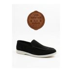 BESKAR BA0252 %100 İçi Dışı Hakiki Deri Erkek Siyah Süet Casual Loafer Termo Taban Ayakkabı