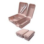 Beslenme Kutusu 2 Bölmeli Açık Pembe Renk 1 Adet Yemek Saklama Kabı Beslenme Çantası 17x22 cm