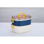 Beslenme Kutusu İki Katlı - Paslanmaz Çelik - 1900ml Yeni Nesil Beslenme Kabı Lunch Box (Mavi)