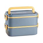 Beslenme Kutusu Paslanmaz Çelik - 2000 ml Çorba (Yoğurt) Kaseli 2 Katlı Yeni Nesil Sefer Tası Lunch Box (Mavi)