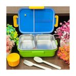 Beslenme Kutusu Paslanmaz Çelik - 880 ml 2 Bölmeli Renkli Desenli Çocuk Beslenme Kabı (Mavi) - Kestane Akaju - Option-1