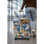 besmartpro Nazar Art Soyut Yüz Desenli Esnek Valiz Kılıfı