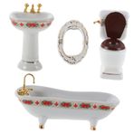 BESPORTBLE 1 Set Bebek Evi Minyatür Banyo Seti: 1:12 Seramik Mobilya Oyuncakları Küvet Tuvalet Lavabosu Ve Aynalı - Çocuklar İçin Rol Yapma Oyunu Ve Bebek Evi Dekorasyonu
