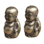BESPORTBLE 2 Adet Buda Heykeli Bronz Meditasyon Yapan Buda Figürü Şanslı Servet Buda Figürleri Çin Buda Heykeli Gülen Buda Heykeli Maitreya Heykelleri Oturma Küçük Keşiş Bebek Pirinç Antik
