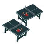 BESPORTBLE 2 Takım Minyatür Masa Tenis Masası Ev Oyuncakları Oyna Dollhouse Düzen Mobilyaları Diy Minyatür Mobilya Dollhouse Için Fotoğraf Sahne Diy Bebek Ev Mobilyaları Reçine