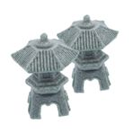 BESPORTBLE 2pcs Minyatür Heykelleri Japon Fener Tarzı Asya Çin Heykeli Balık Tankı Akvaryum Süsleme Dekoru Bonsai Mikro Kaya Peyzajı Gri