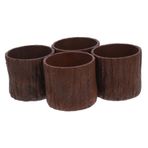 BESPORTBLE 4 Adet Bahçe Taklit Ağaç Kütüğü Ekici Çiçek Aranjmanı Rustik Plastik Kabuk Saksı Yetiştiricilerinin Etli Pot Ev Açık Için 7.5x7 Cm